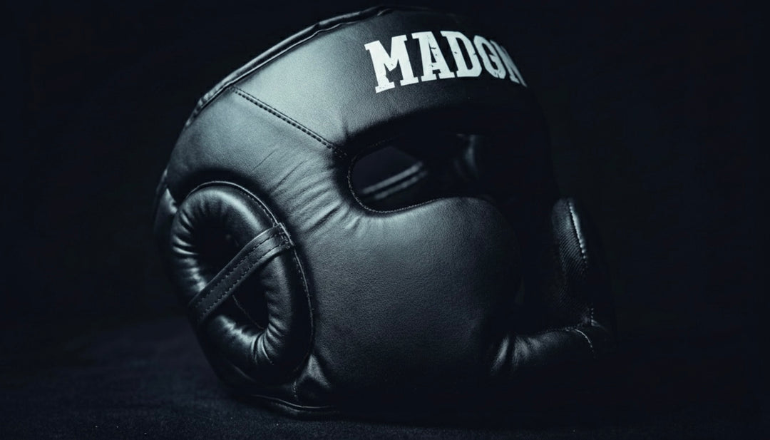 Kopfschutz Boxen aus schwarzem Leder für Training und Sparring