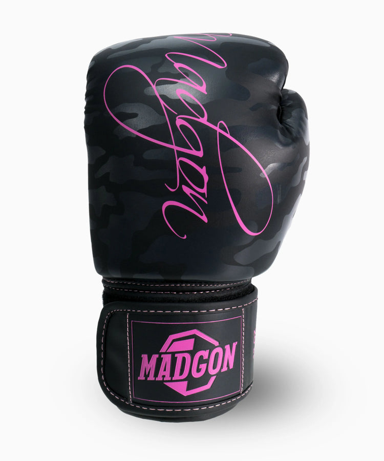 MADGON Premium Boxhandschuhe camo-pink, Männer und Frauen Kickboxhandschuhe für Kampfsport, MMA, Sparring, Muay Thai und Boxen 10 12 14 16 oz