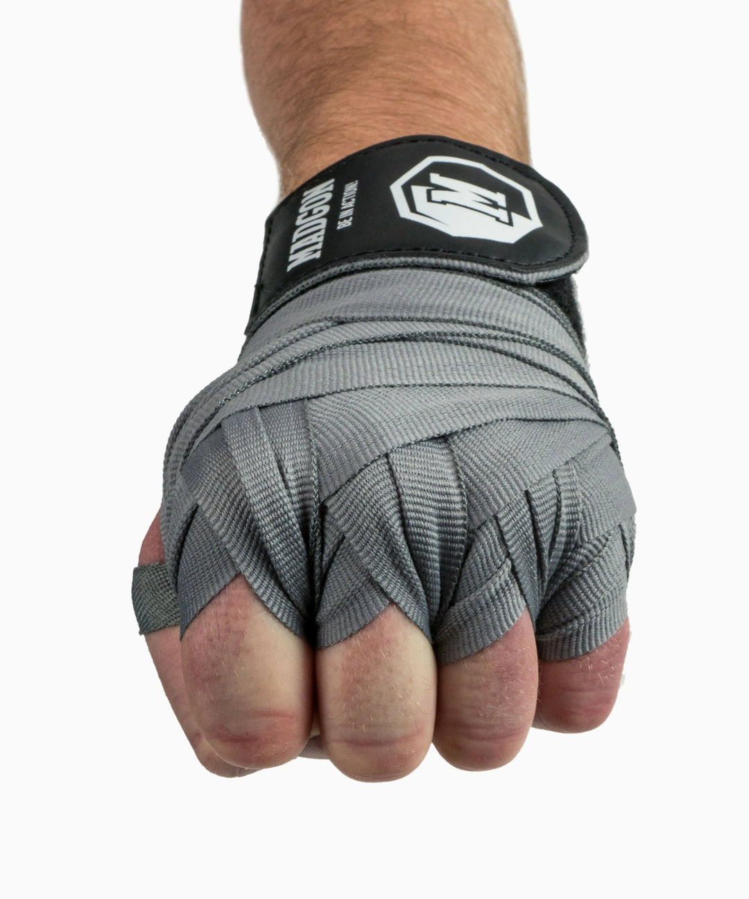 MADGON Boxbandagen grau in 3m 3,8m 4,5m für Männer und Frauen - Bandagen Boxen für Kickboxen, MMA, Boxer & Sparring mit Beutel