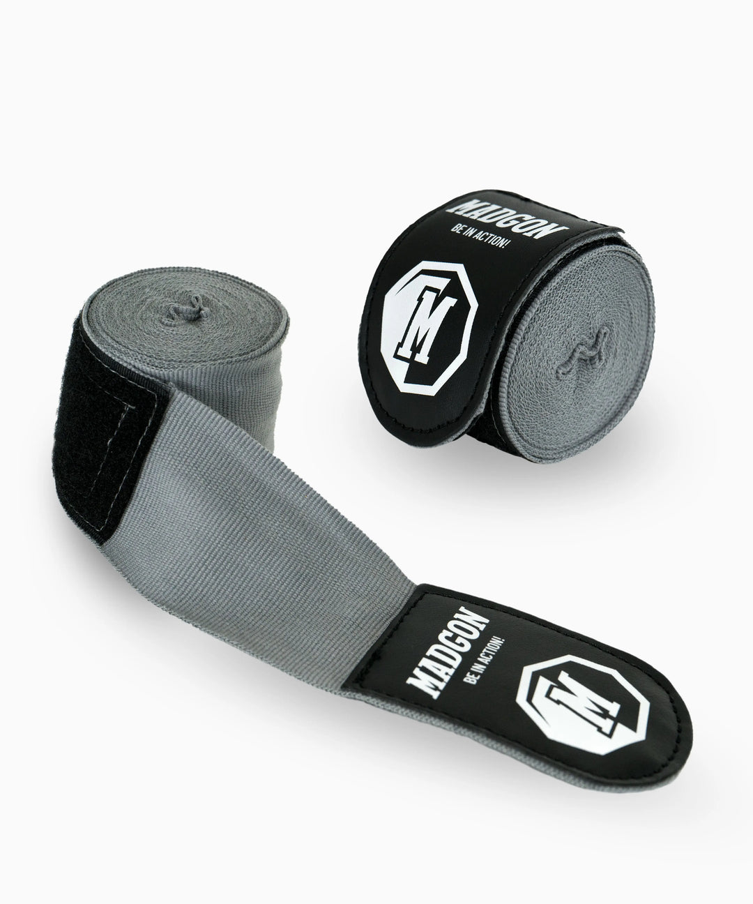 MADGON Boxbandagen grau in 3m 3,8m 4,5m für Männer und Frauen - Bandagen Boxen für Kickboxen, MMA, Boxer & Sparring mit Beutel