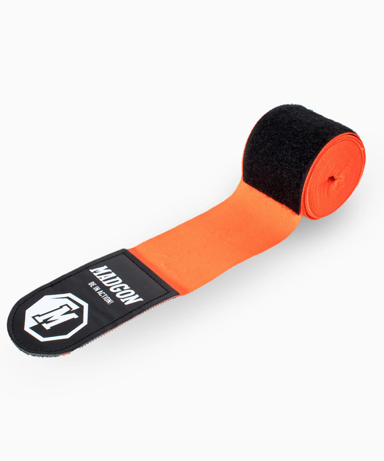 MADGON Boxbandagen orange in 3m 3,8m 4,5m für Männer und Frauen - Bandagen Boxen für Kickboxen, MMA, Boxer & Sparring mit Beutel