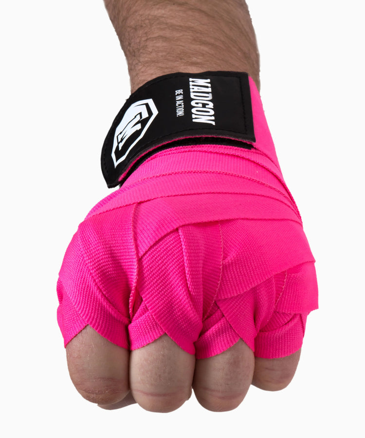MADGON Boxbandagen pink in 3m 3,8m 4,5m für Männer und Frauen - Bandagen Boxen für Kickboxen, MMA, Boxer & Sparring mit Beutel