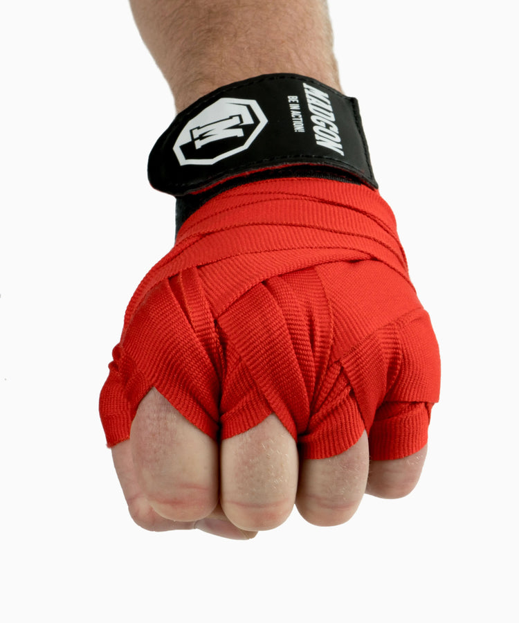 MADGON Boxbandagen rot in 3m 3,8m 4,5m für Männer und Frauen - Bandagen Boxen für Kickboxen, MMA, Boxer & Sparring mit Beutel