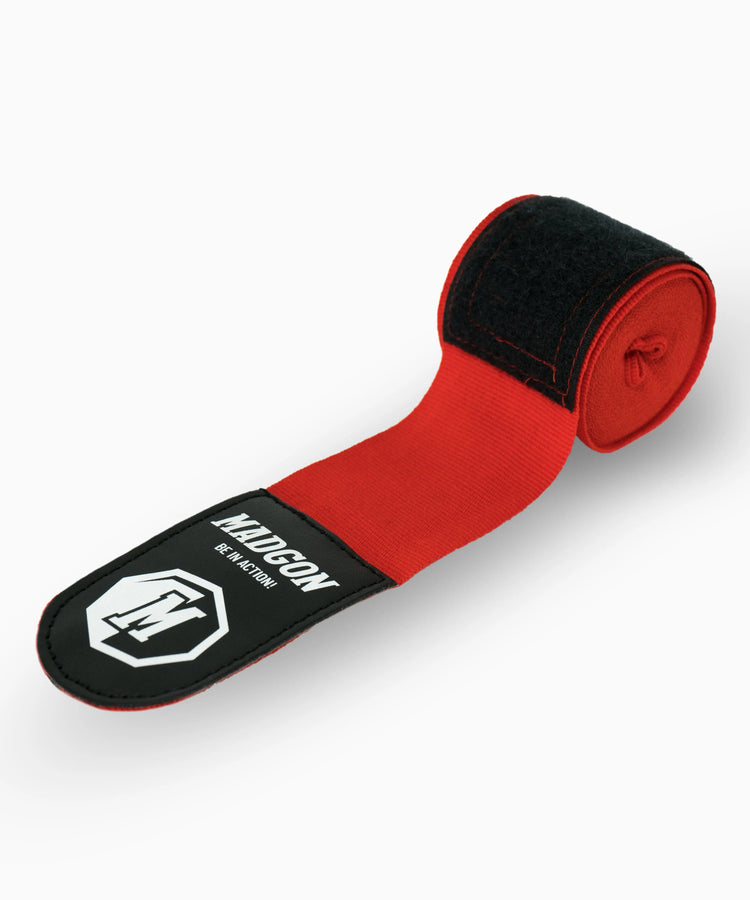 MADGON Boxbandagen rot in 3m 3,8m 4,5m für Männer und Frauen - Bandagen Boxen für Kickboxen, MMA, Boxer & Sparring mit Beutel