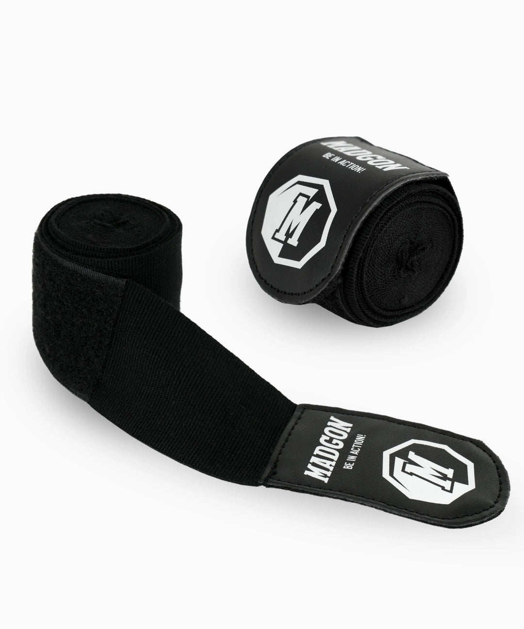 MADGON Boxbandagen schwarz in 3m 3,8m 4,5m für Männer und Frauen - Bandagen Boxen für Kickboxen, MMA, Boxer & Sparring mit Beutel