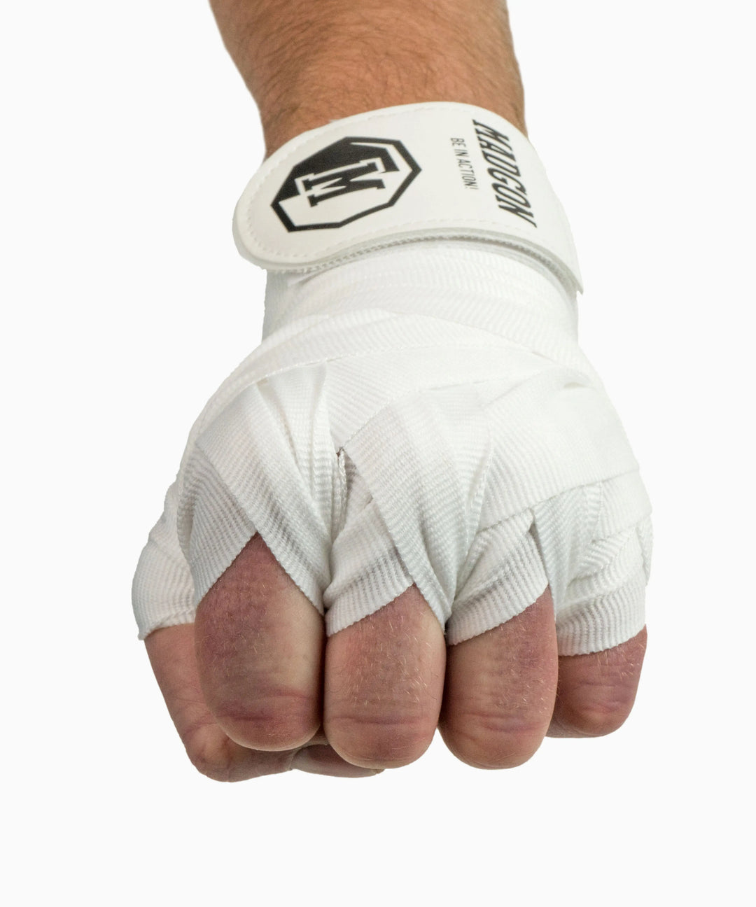 MADGON Boxbandagen weiss in 3m 3,8m 4,5m für Männer und Frauen - Bandagen Boxen für Kickboxen, MMA, Boxer & Sparring mit Beutel