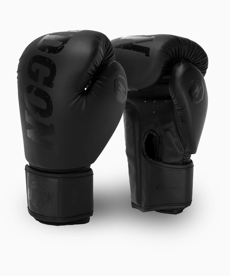 MADGON Premium Boxhandschuhe schwarz, Männer und Frauen Kickboxhandschuhe für Kampfsport, MMA, Sparring, Muay Thai und Boxen 10 12 14 16 oz