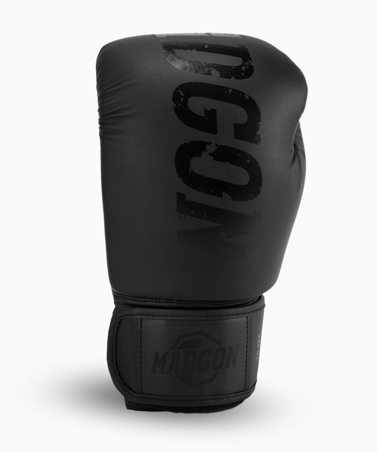 MADGON Premium Boxhandschuhe schwarz, Männer und Frauen Kickboxhandschuhe für Kampfsport, MMA, Sparring, Muay Thai und Boxen 10 12 14 16 oz