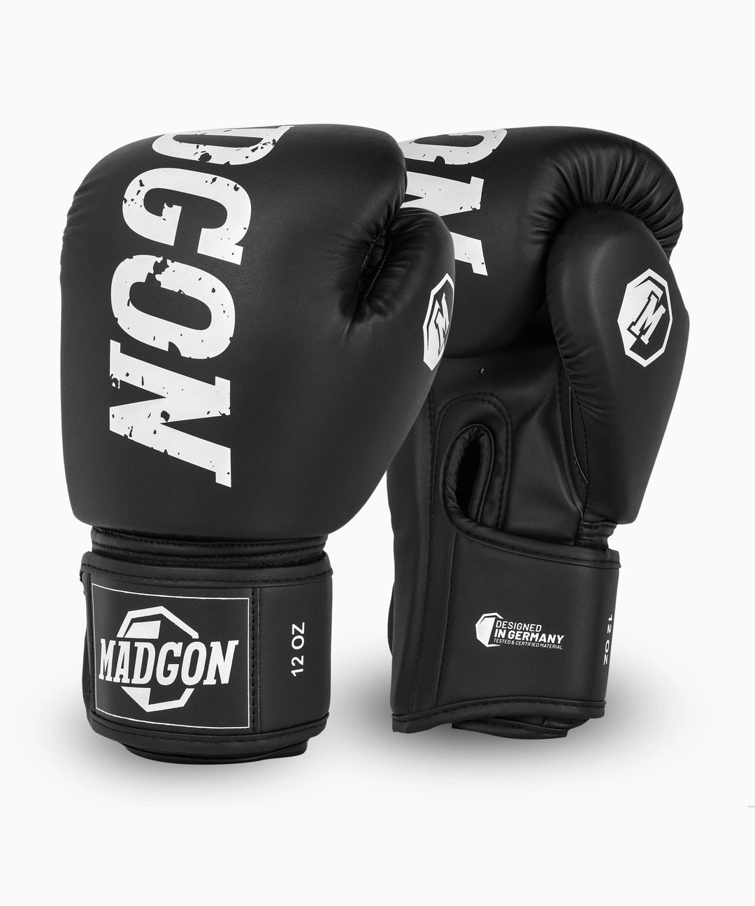 MADGON Premium Boxhandschuhe schwarz, Männer und Frauen Kickboxhandschuhe für Kampfsport, MMA, Sparring, Muay Thai und Boxen 10 12 14 16 oz