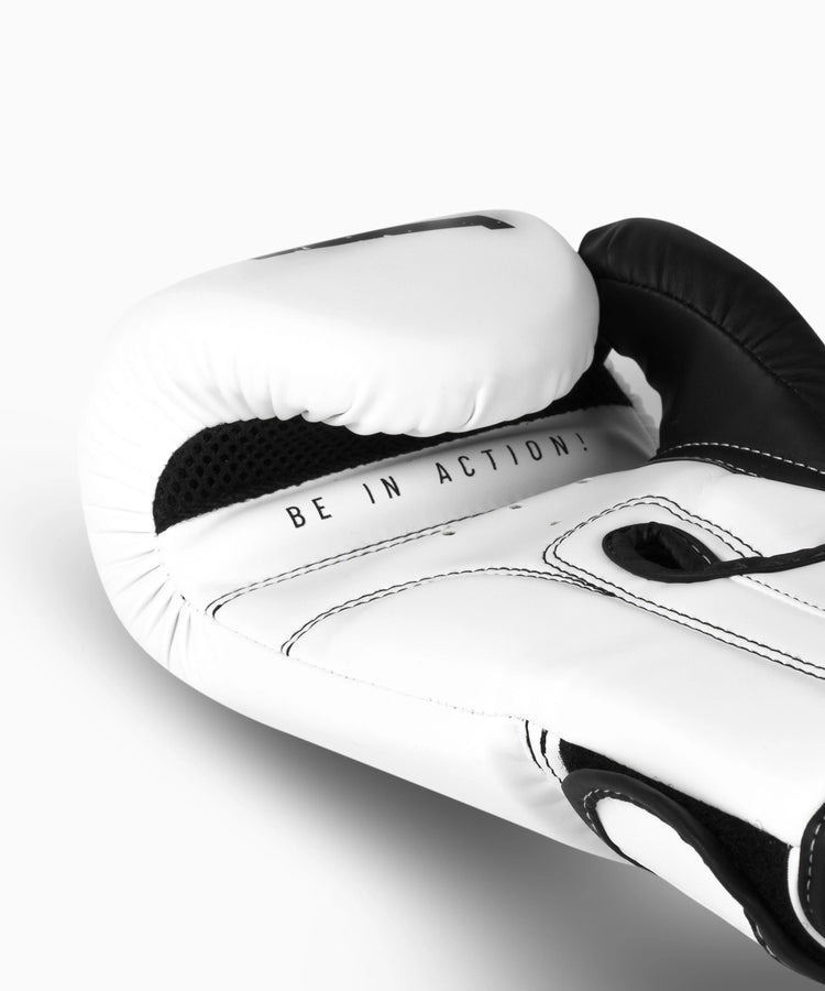 MADGON Premium Boxhandschuhe weiss, Männer und Frauen Kickboxhandschuhe für Kampfsport, MMA, Sparring, Muay Thai und Boxen 10 12 14 16 oz