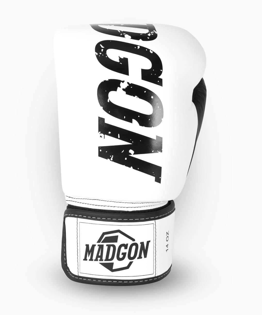 MADGON Premium Boxhandschuhe weiss, Männer und Frauen Kickboxhandschuhe für Kampfsport, MMA, Sparring, Muay Thai und Boxen 10 12 14 16 oz