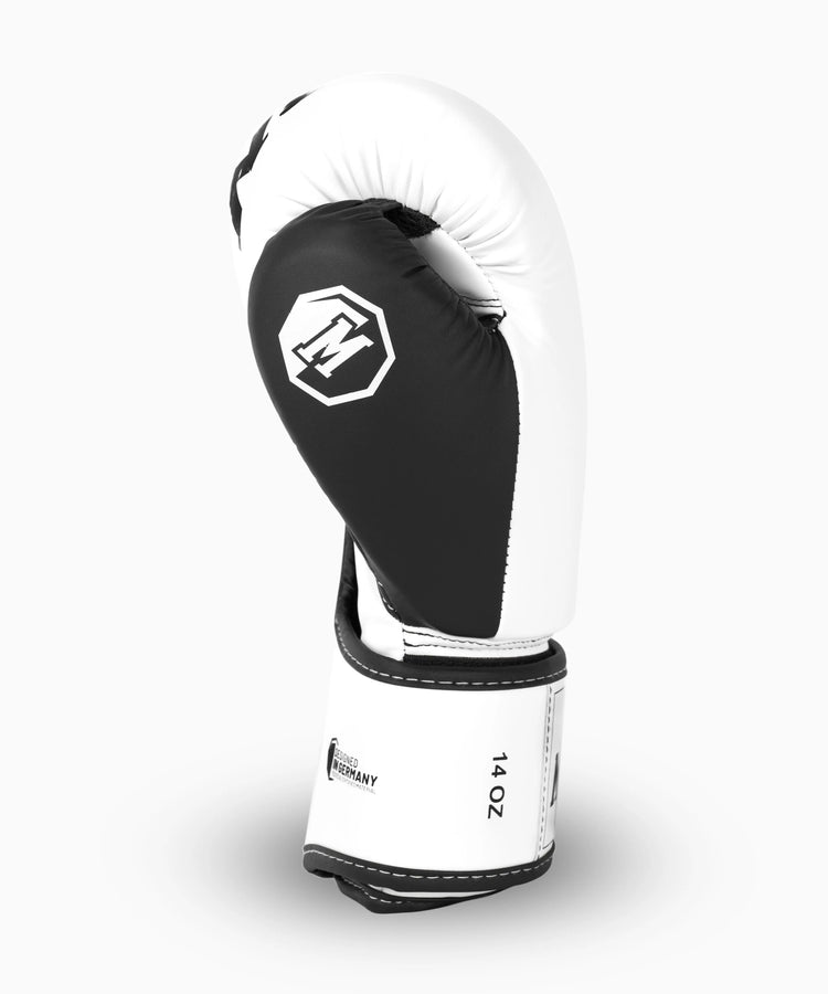 MADGON Premium Boxhandschuhe weiss, Männer und Frauen Kickboxhandschuhe für Kampfsport, MMA, Sparring, Muay Thai und Boxen 10 12 14 16 oz